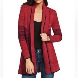 CAbi Joy Open Front Long Red Cardigan Sweater size M